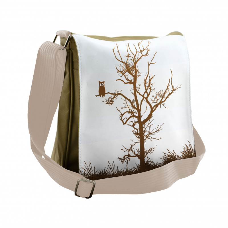 Owl Autumn Tree Branch Messenger Bag
