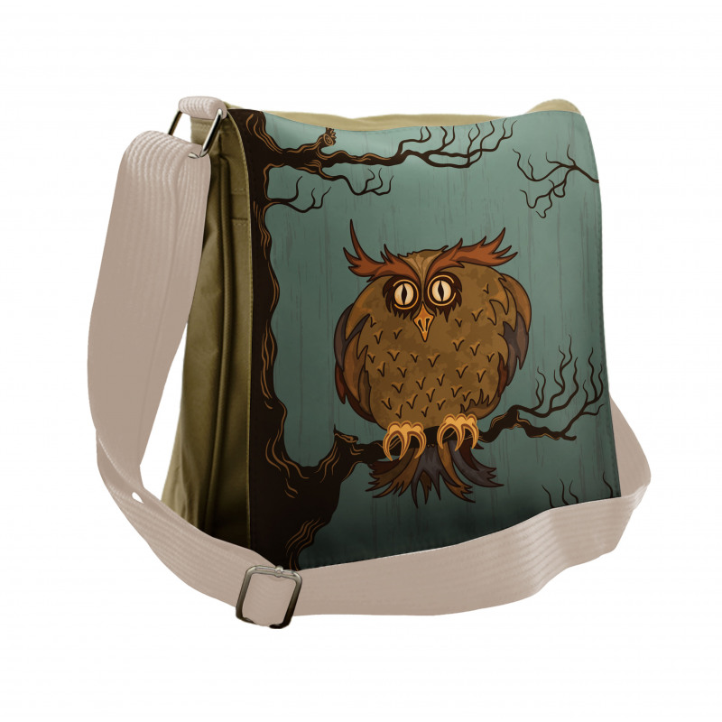Tired Owl on Oak Tree Messenger Bag