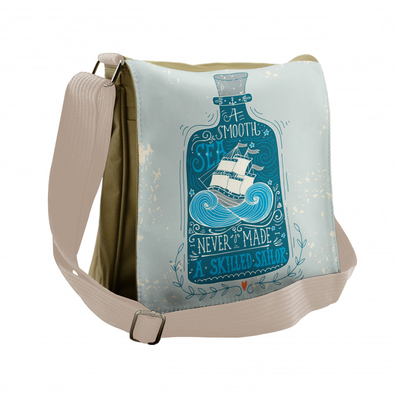 Bottle with Ship and Text Messenger Bag