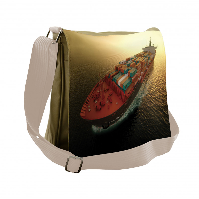 Container Ship at Sunrise Messenger Bag