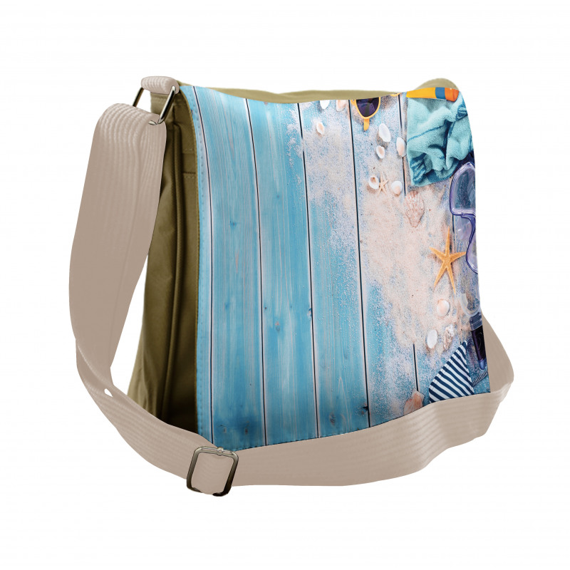 Beach Theme Elements Photo Messenger Bag