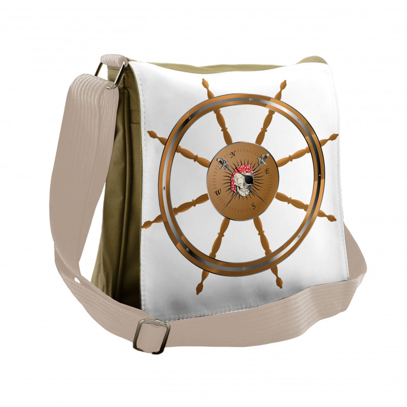 Pirate Sea Ship Wheel Messenger Bag