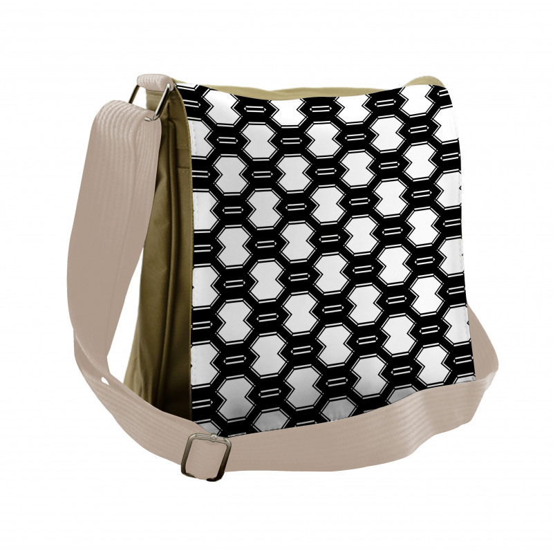 Monochrome Polygonal Grid Messenger Bag