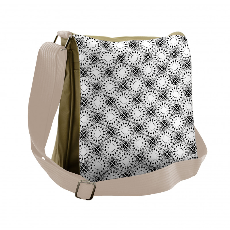 Sun Inspired Motifs Squares Messenger Bag