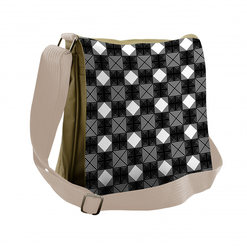 Symmetric Squares Lattice Messenger Bag