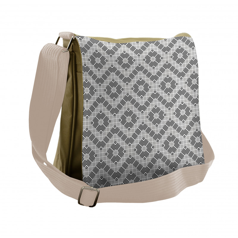 Zigzag and Squares Art Messenger Bag