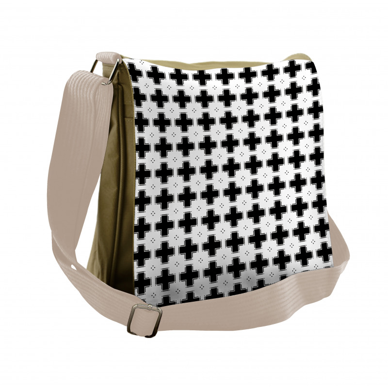 Dark Plus and White Squares Messenger Bag