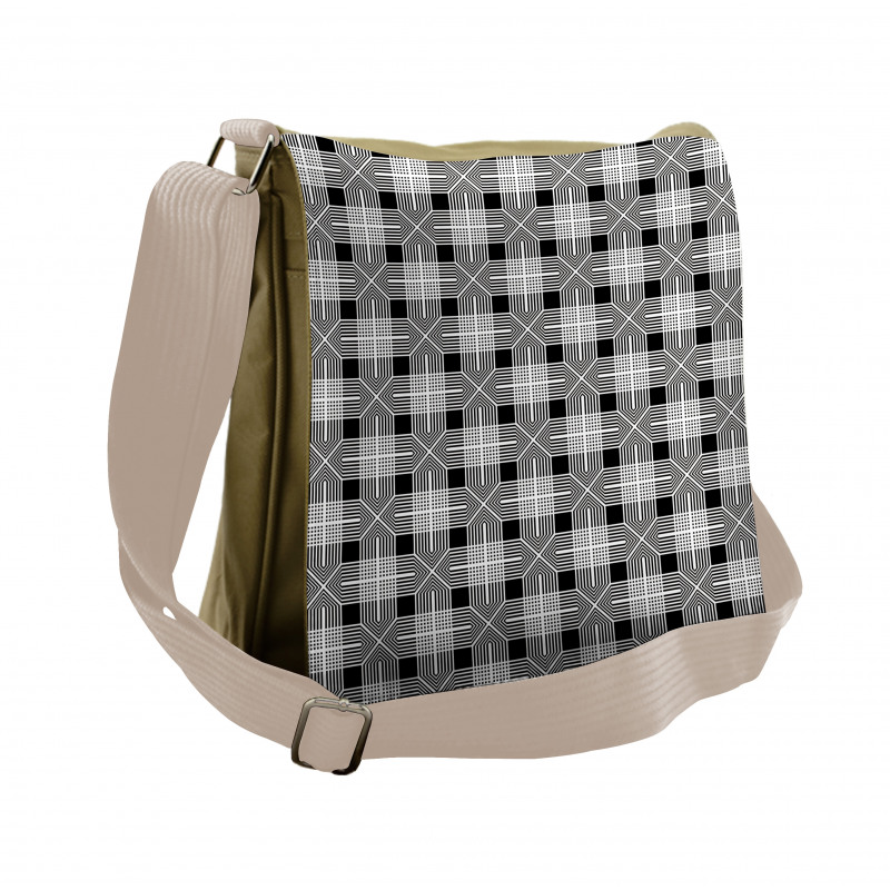 Gingham Inspired Pattern Messenger Bag