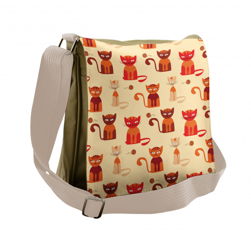 Cats in Paprika Orange Tone Messenger Bag