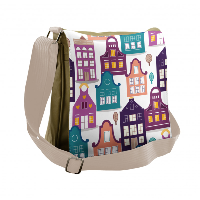 Traditional Houses Trees Messenger Bag