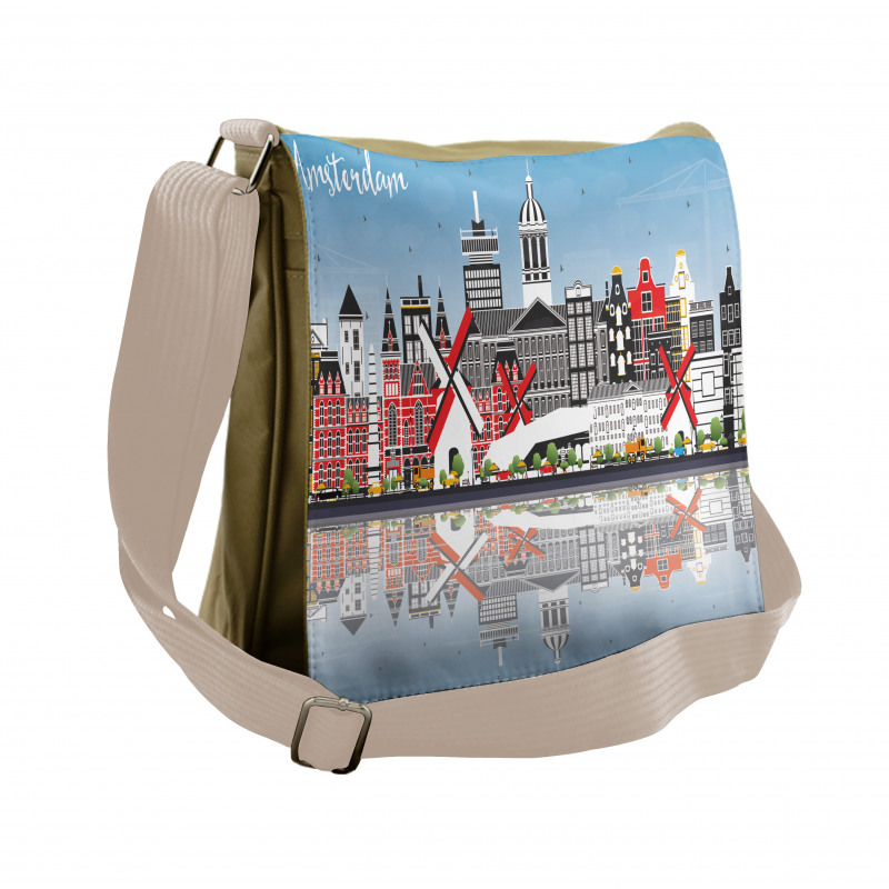 City Skyline Calligraphy Messenger Bag