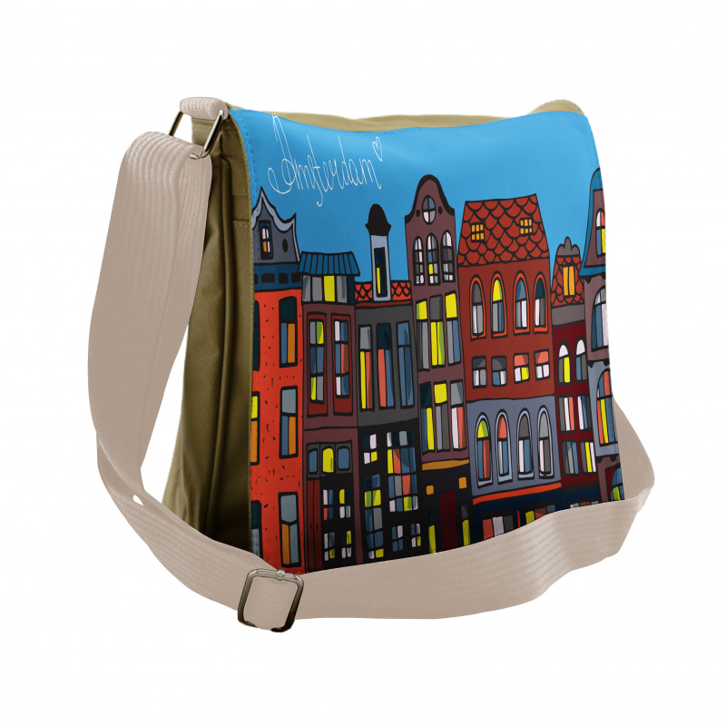 Graphic Colorful Houses Messenger Bag