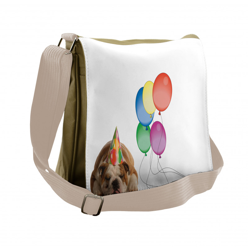 Doggie in a Birthday Hat Messenger Bag