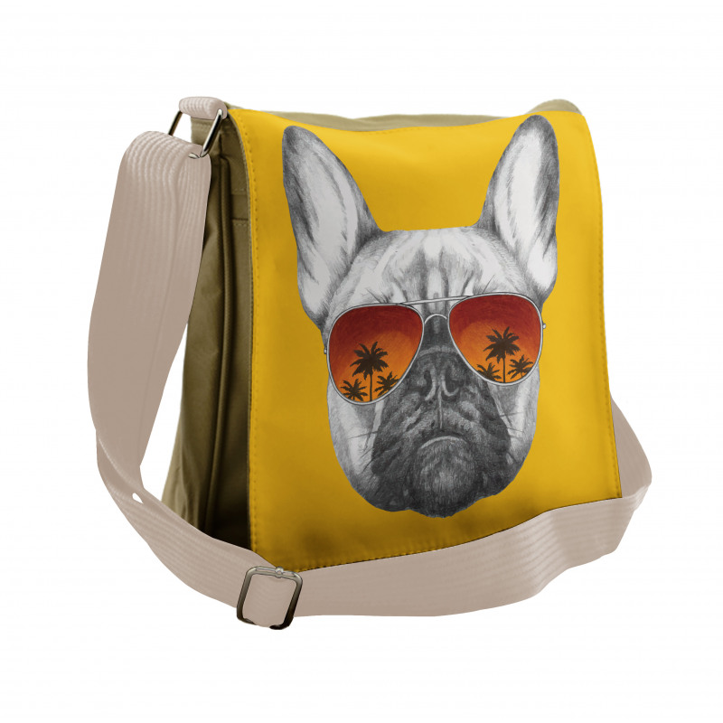 Funny Pet in Sunglasses Messenger Bag