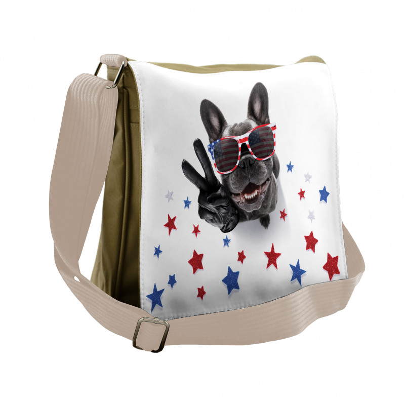 Top View Funny Dog Posing Messenger Bag