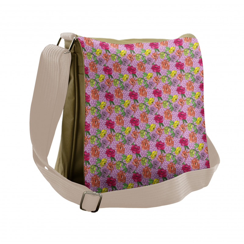 Wildlife Spring Peonies Messenger Bag