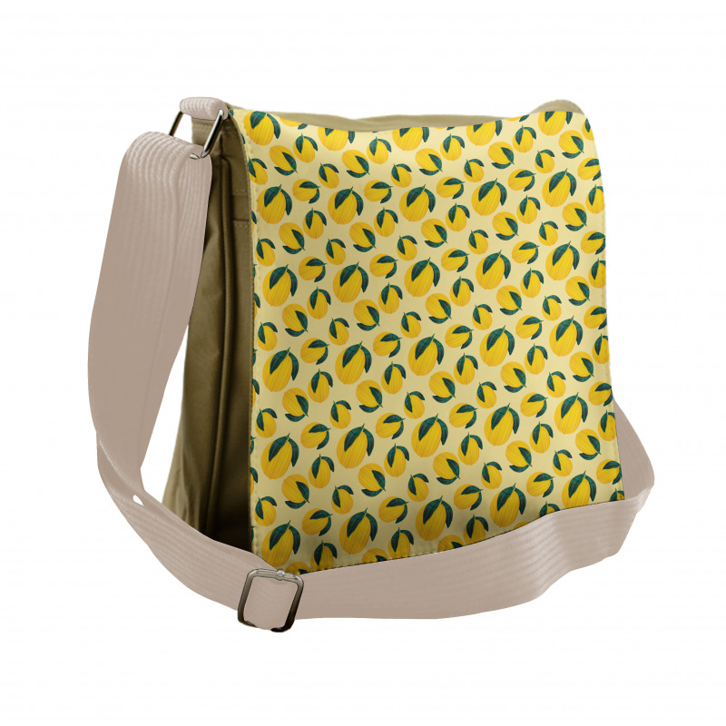 Graphic Lemons Leaves Messenger Bag