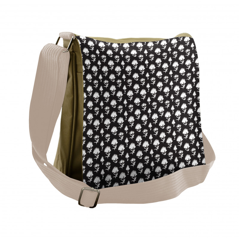 Monotone Peony Shapes Messenger Bag