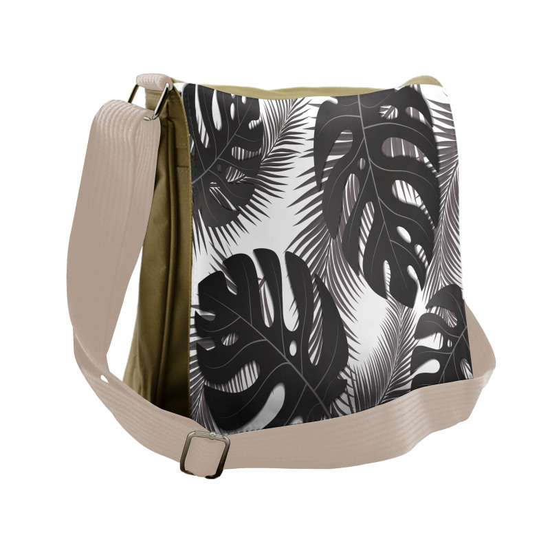 Monstera and Palm Leaves Messenger Bag