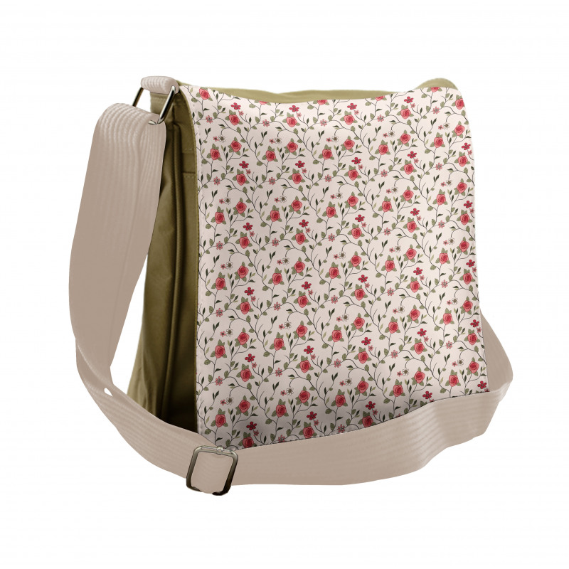 Roses and Leafy Branches Messenger Bag