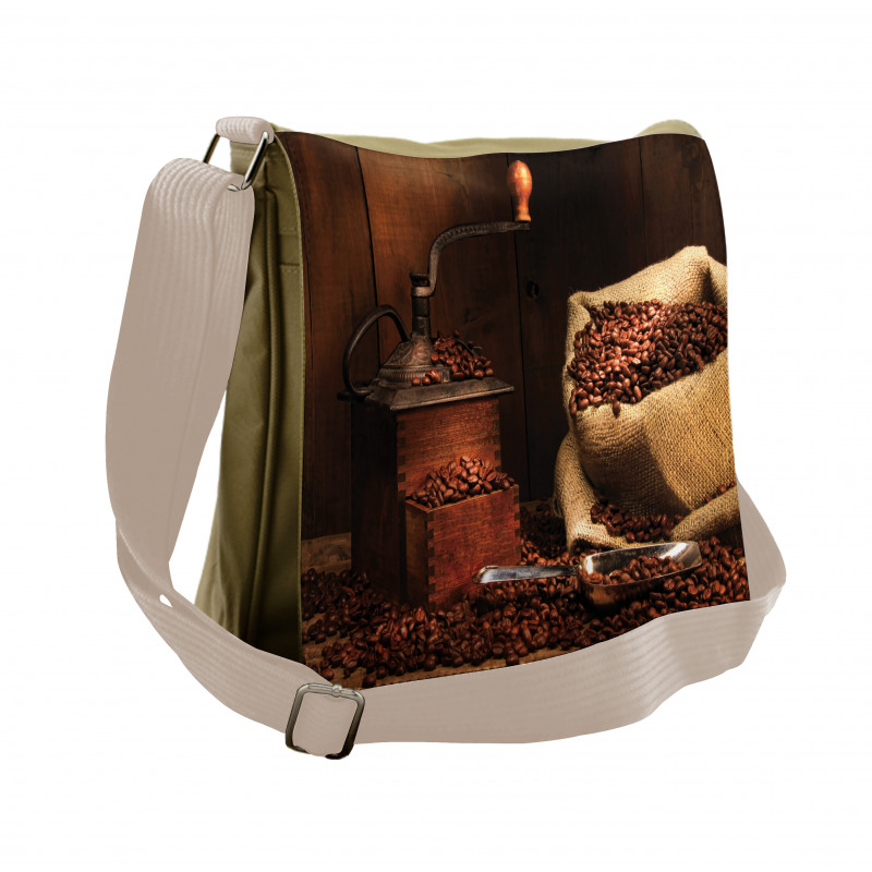 Grinder Beans in Burlap Sack Messenger Bag