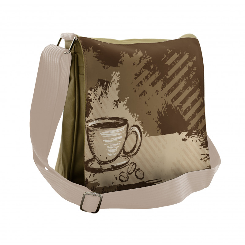 Grunge Style Cup and Beans Messenger Bag