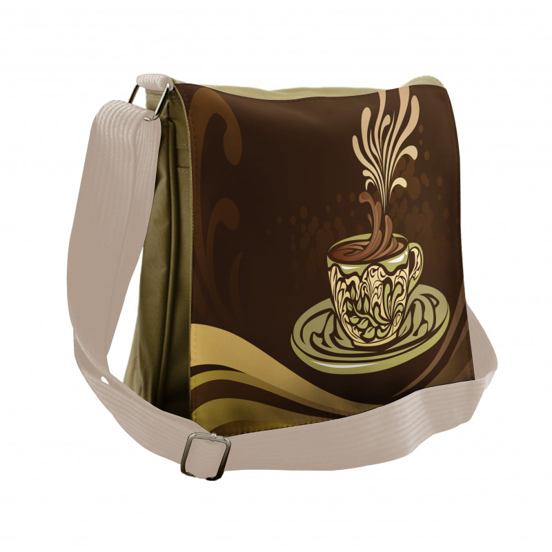 Ornamental Coffee Mug Design Messenger Bag