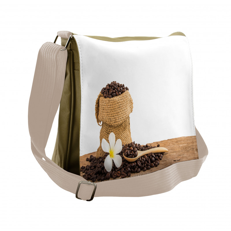 Spoon Flower and Burlap Sack Messenger Bag