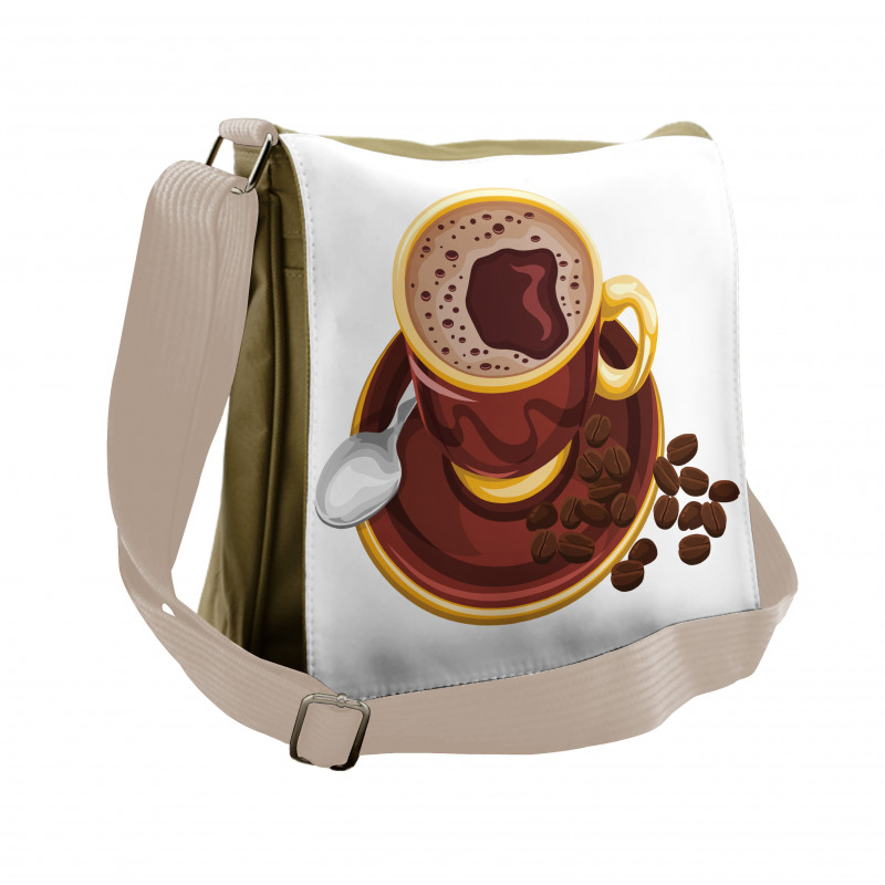 Cappuccino Spoon and Beans Messenger Bag