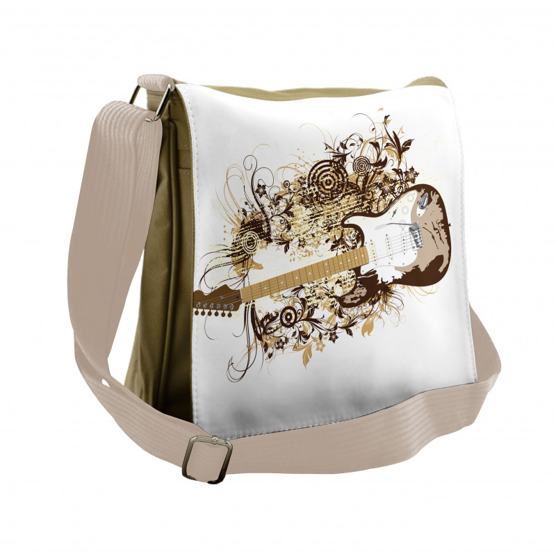 Leaves and Grunge Circles Messenger Bag