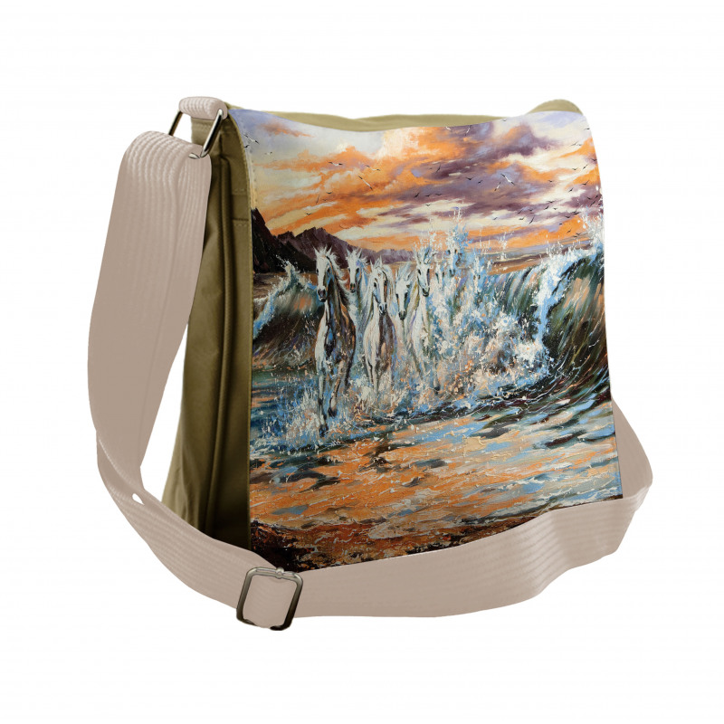 Retro Surreal Horses Messenger Bag