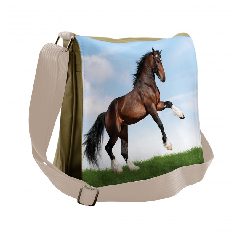 Horse Pacing on Grass Messenger Bag