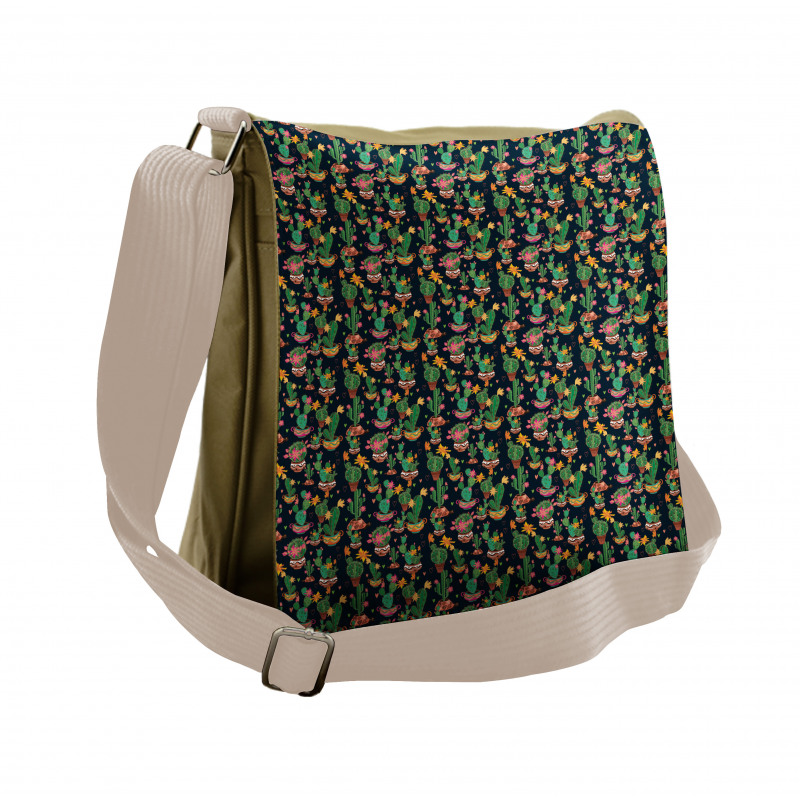 Flowers with Cacti Messenger Bag