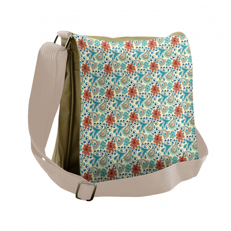 Flowers Folk Motifs Messenger Bag