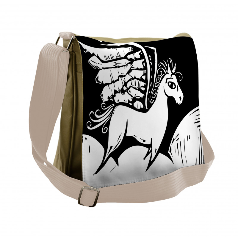 Monochromatic Pegasus Horse Messenger Bag