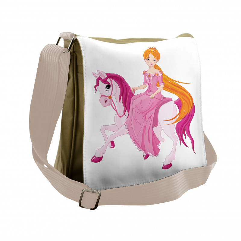 Princess on Pinkish Mane Horse Messenger Bag