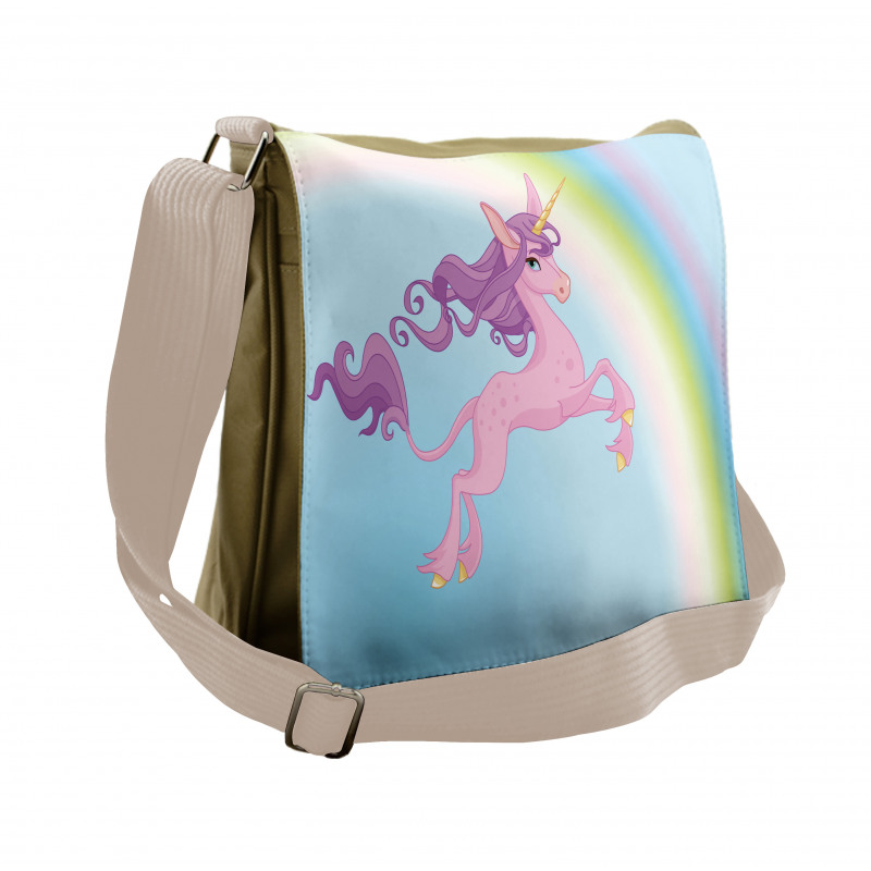 Unicorn and Pastel Rainbow Messenger Bag