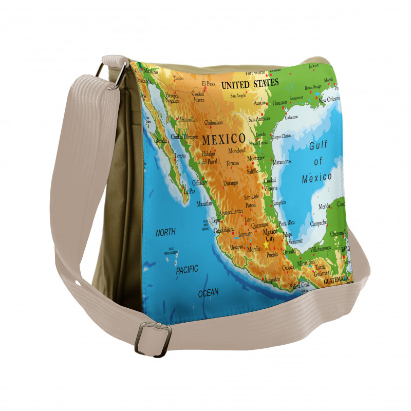 Detailed Map of Mexico Oceans Messenger Bag