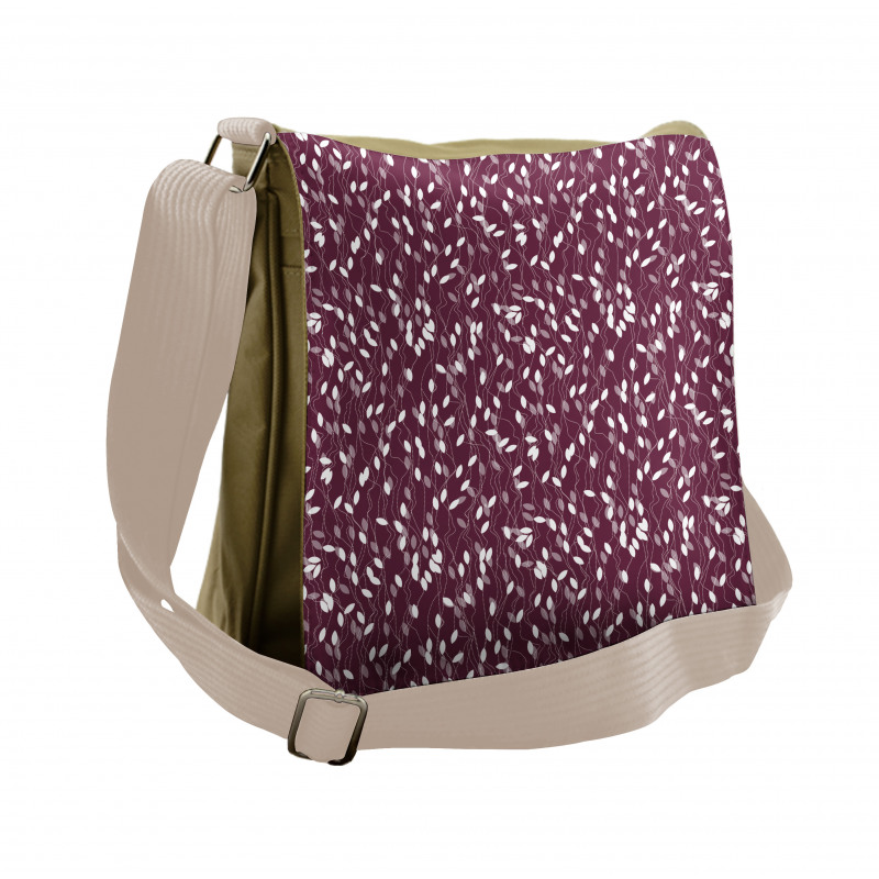 Dotted Lines Abstract Leaves Messenger Bag