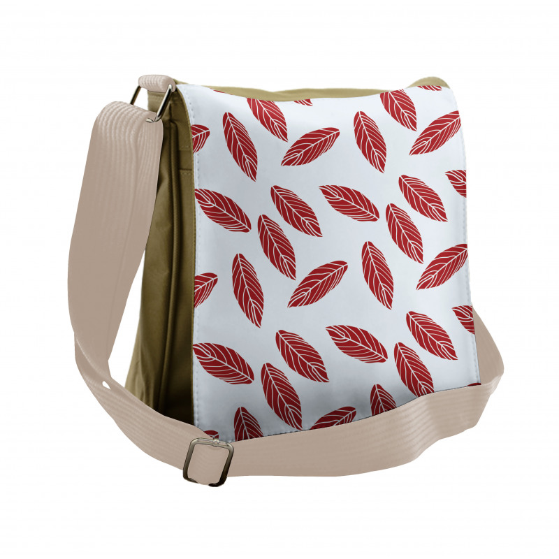 Modern Abstract Leaf Motif Messenger Bag