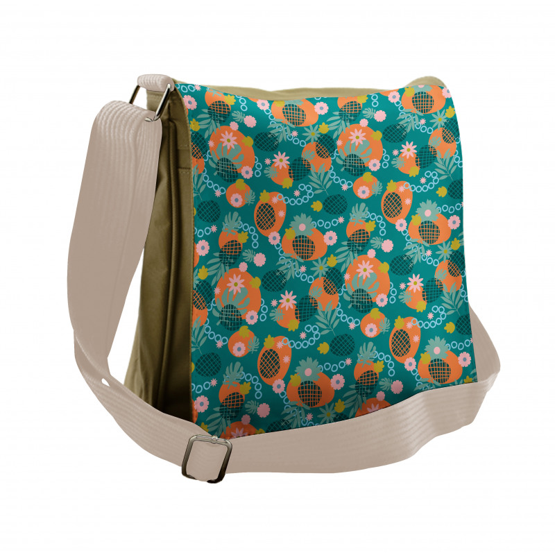 Abstract Monstera Leaves Messenger Bag