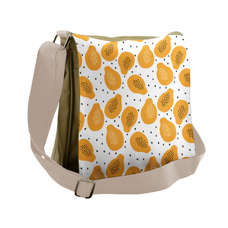 Papaya and Seeds Art Messenger Bag