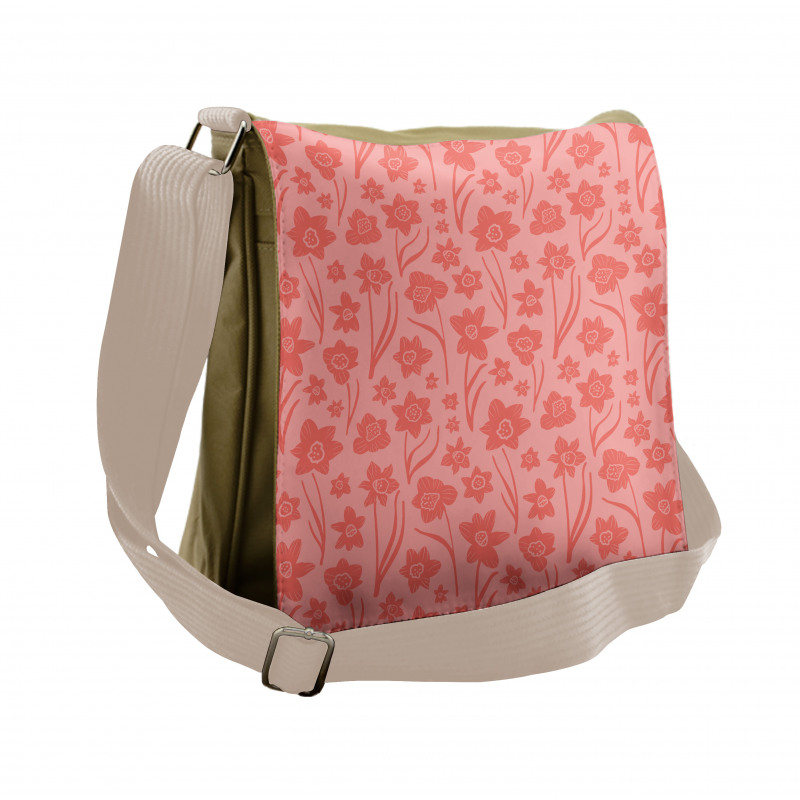 Romantic Simplistic Flowers Messenger Bag