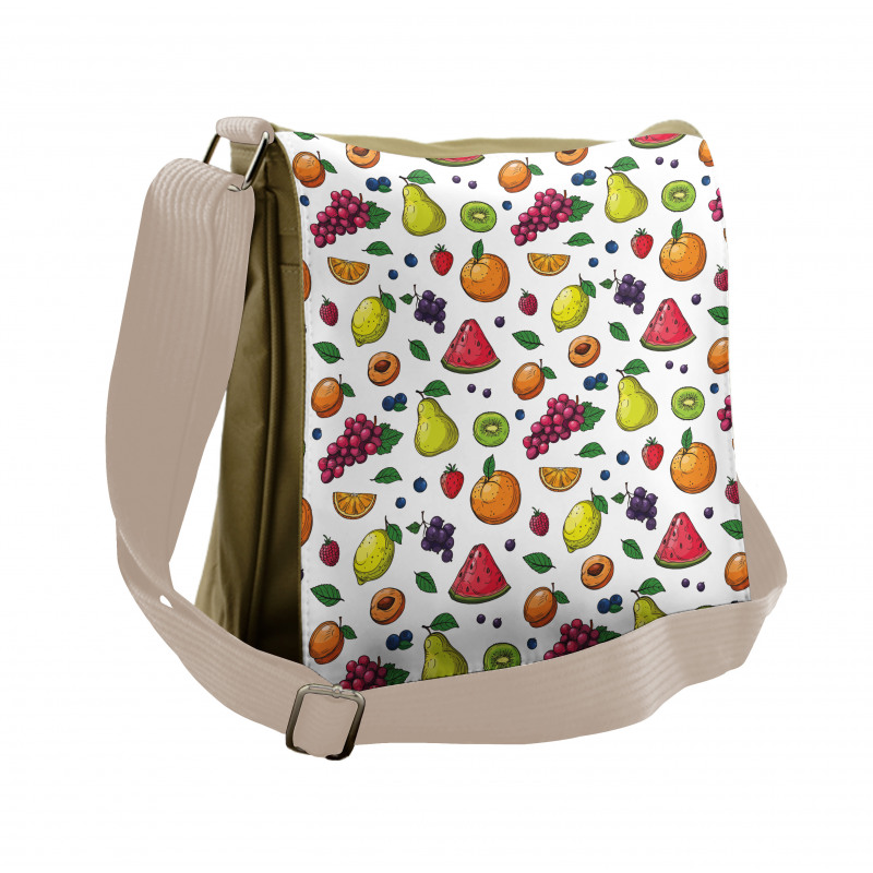 Grapes Kiwi Orange Lemon Messenger Bag