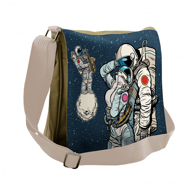 Romantic Couple in Space Messenger Bag