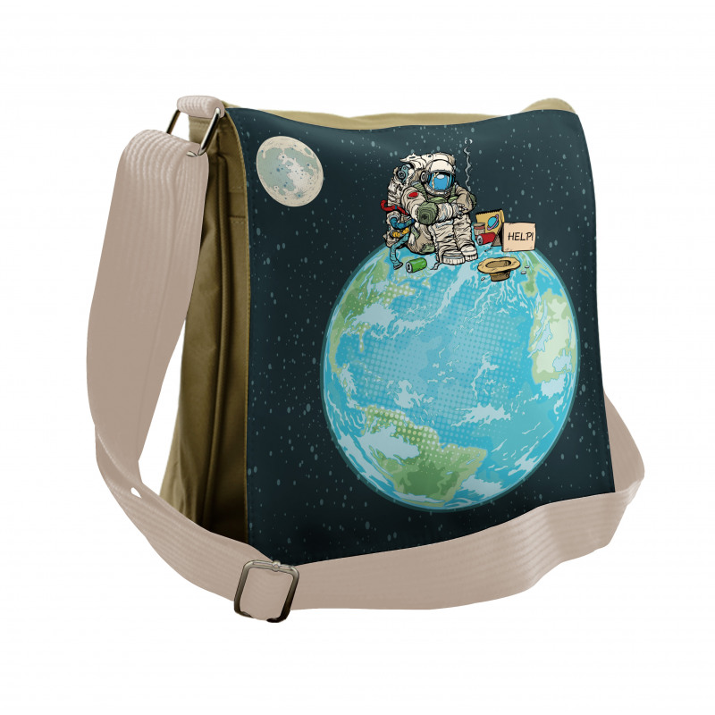 Spaceman Asking for Help Messenger Bag