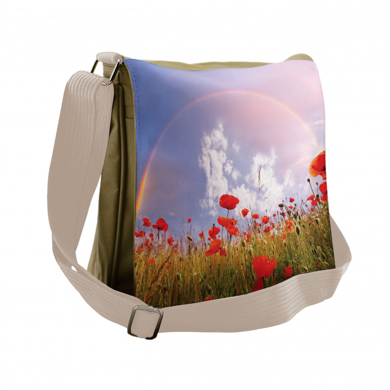 Poppy Flowers on Meadow Messenger Bag