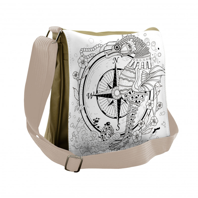 Seahorse Compass Messenger Bag