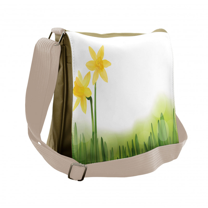 Daffodils with Grass Messenger Bag