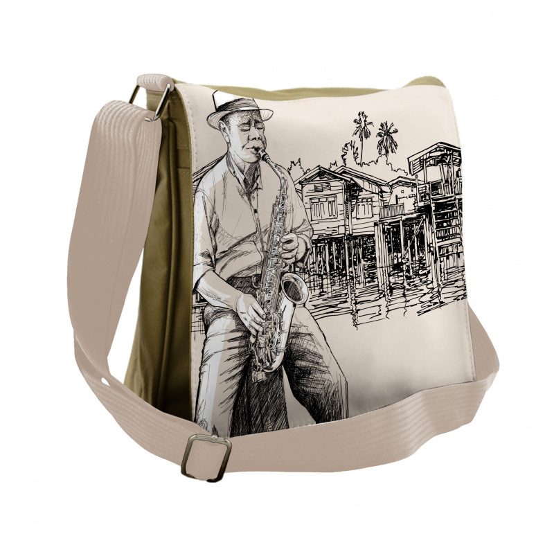 River Bank Palm Trees Messenger Bag